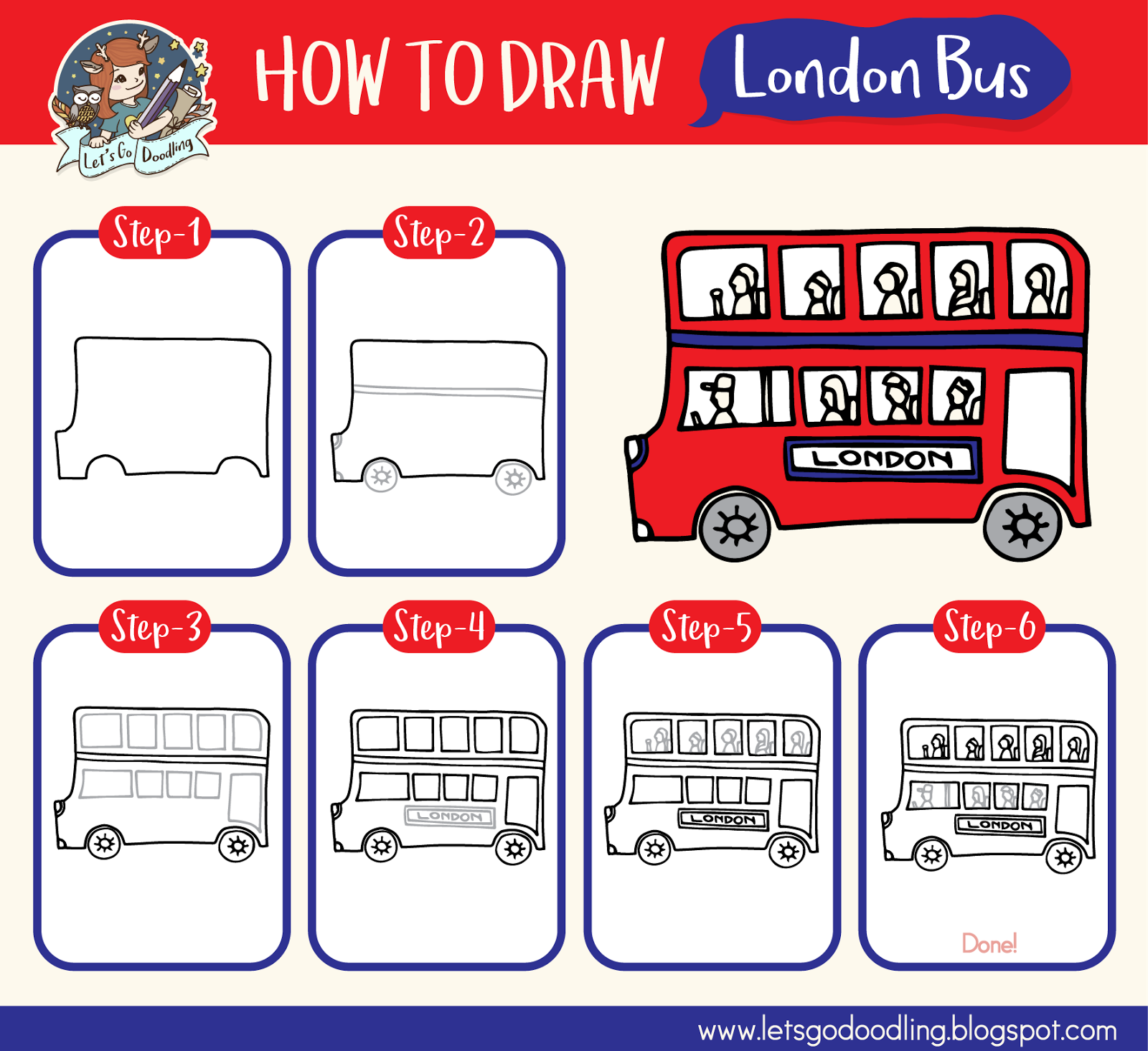 How To Draw London Bus  Easy Step By Step Drawing Tutorial