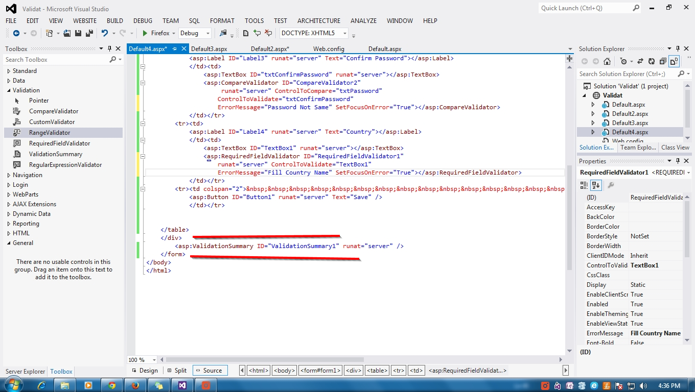 Validation Summary Control in C ScreenShotsDrizzles
