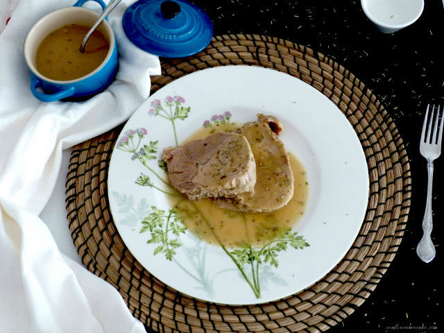 Receta de lomo a la sal en el microondas con salsa de vino, ración