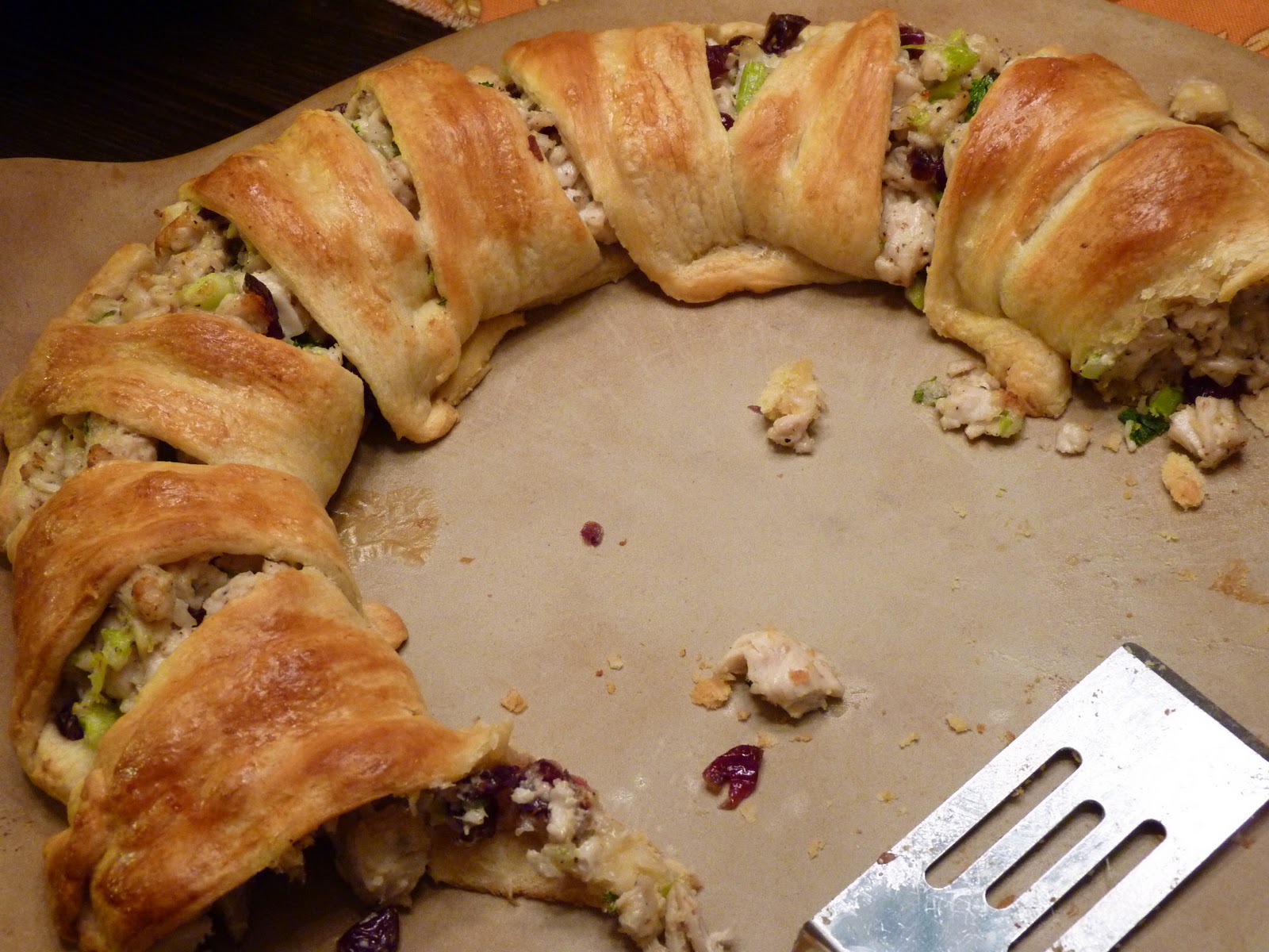 For those holiday leftovers...try a turkey cranberry wreath. Recipe by