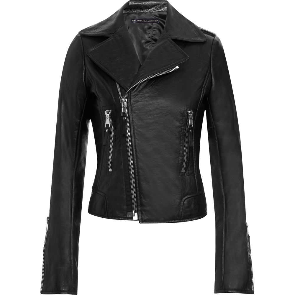 Balenciaga Black Leather Motorcycle Jacket | ShoppingandInfo.com