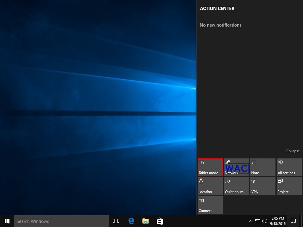 Windows Admin Center How to Toggle Between the Desktop mode and Tablet Mode in Windows 10