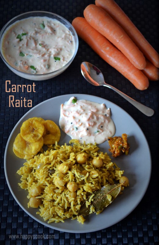 Carrot Raita Recipe | Carrot Thayir Pachadi | Raw Carrots in Yoghurt ...