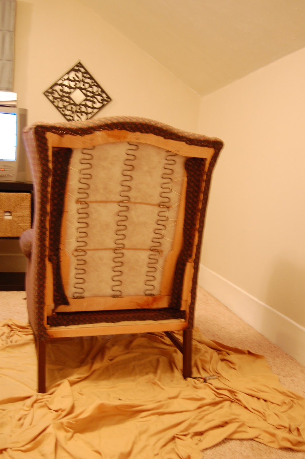 praying for sunshine: How to reupholster a wingback chair