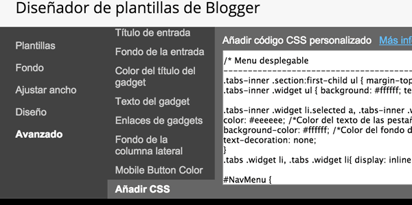 Hacer menú desplegable en blogger