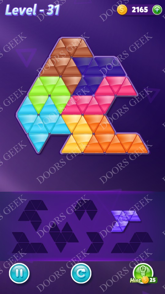 Block! Triangle Puzzle Advanced Level 31 Solution Doors Geek