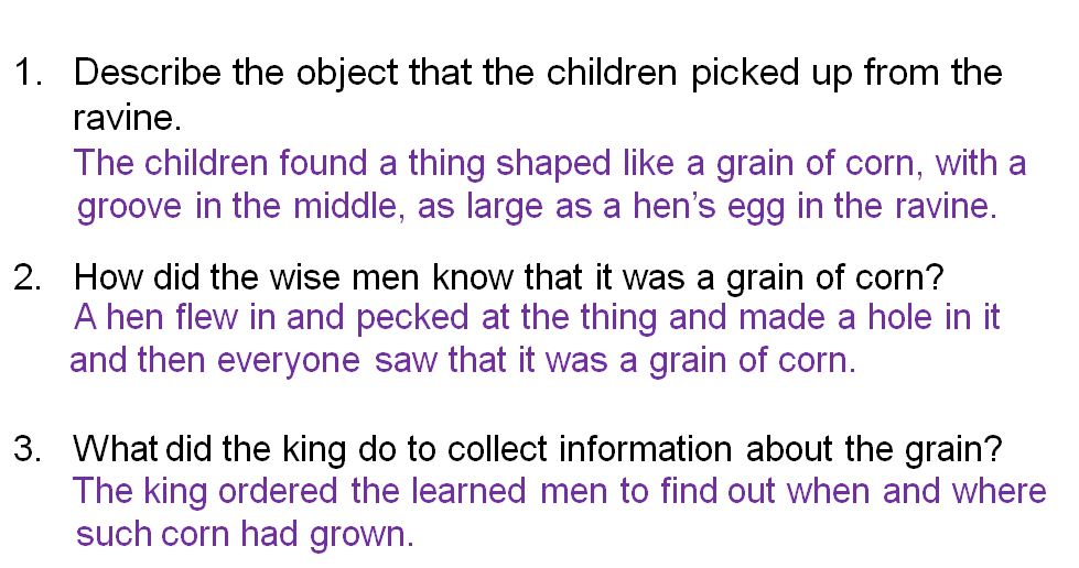 STARS OF PIS AHMEDABAD STD VI English Chaper A Grain as Big as Hen's