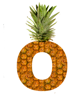 Abecedario hecho con Piel de Piña. Pineapple Alphabet.
