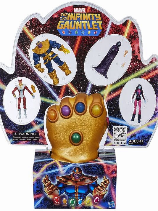 San Diego Comic-Con 2014 Exclusive The Infinity Gauntlet Marvel Infinite Series Action Figure Box Set - Starfox, Thanos, Mistress Death & Nebula with a wearable foam Infinity Gauntlet