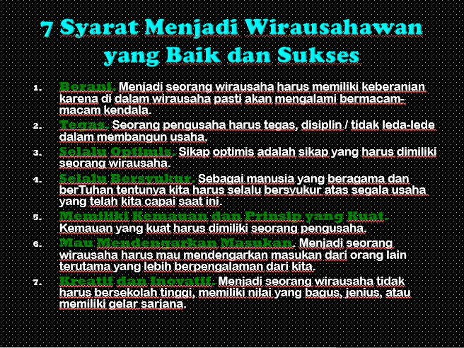 Salah Satu Syarat Menjadi Wirausaha Yang Sukses Adalah Masnurul Salah Satu Syarat Menjadi Wirausaha Yang Sukses Adalah Masnurul