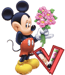 Alfabeto tintineante de Mickey con ramo de flores V.