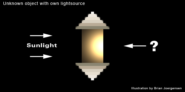 UFO in aviation contrail displaces sunlight illustration