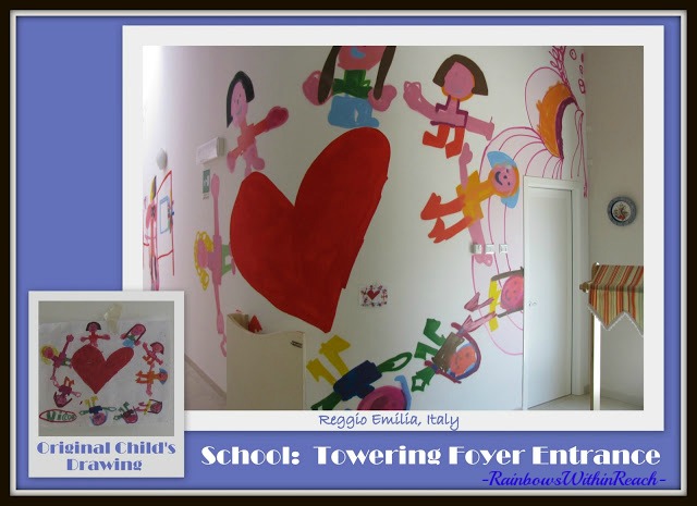 photo of: Reggio Emilia Italy Childcare Center Foyer Devoted to Children's Art at PreK+K Sharing 