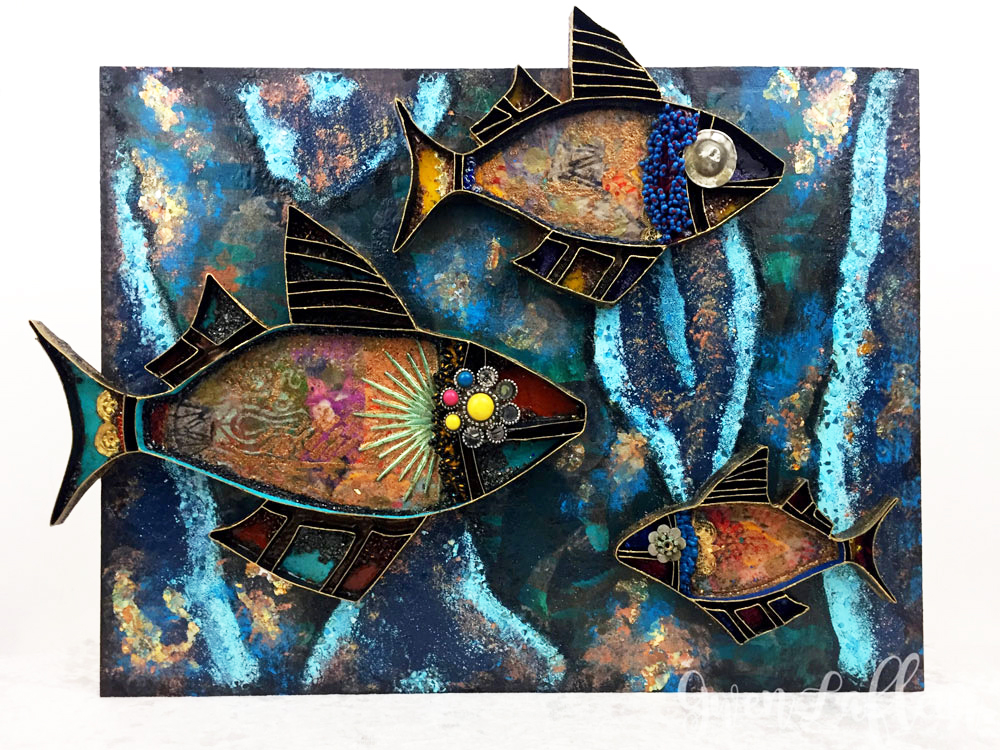 stencilgirl talk gwen s gems 3d collaged boho fish