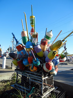 A decorative statue on a pier in Provincetown, MA