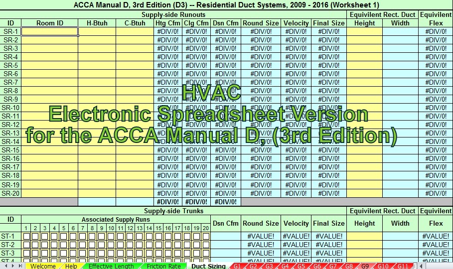Engineeringxls Electronic Spreadsheet Version for the ACCA Manual D