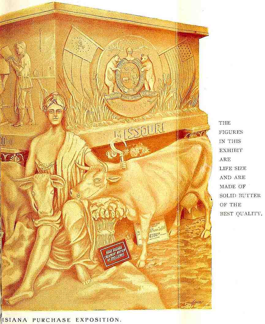 sculpted butter 1904 3000 lbs. of sculpted butter at the 1904 World's Fair, a color illustration
