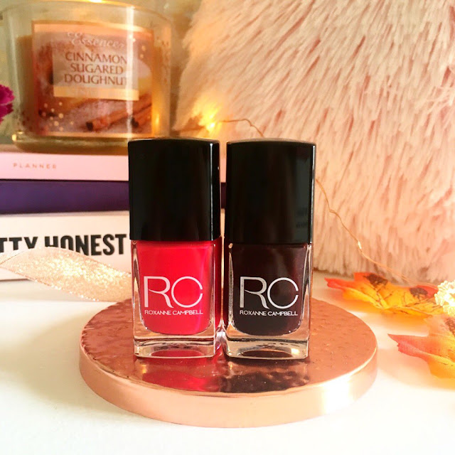 Roxanne Campbell Kiss Me First and Expensive Taste Nail Polishes