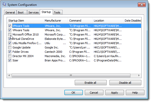 How to Disable StartUp Programs in Windows
