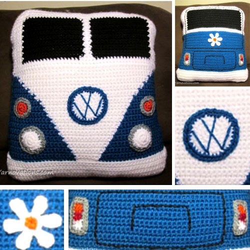Beautiful Skills Crochet Knitting Quilting VW Van Pillow Free