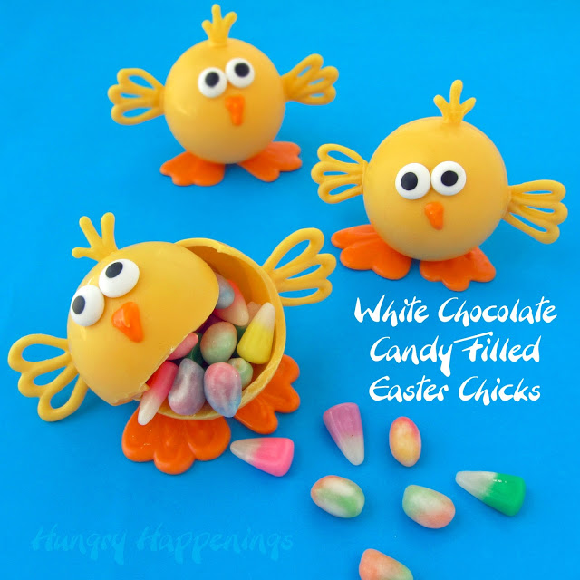 White Chocolate Candy Filled Easter Chicks + Easter Candy Dessert Roundup the perfect way to enjoy your pastel Easter Candy from the Easter Egg Hunt. You will love these Easter Candy Dessert Recipes on www.Embellishmints.com