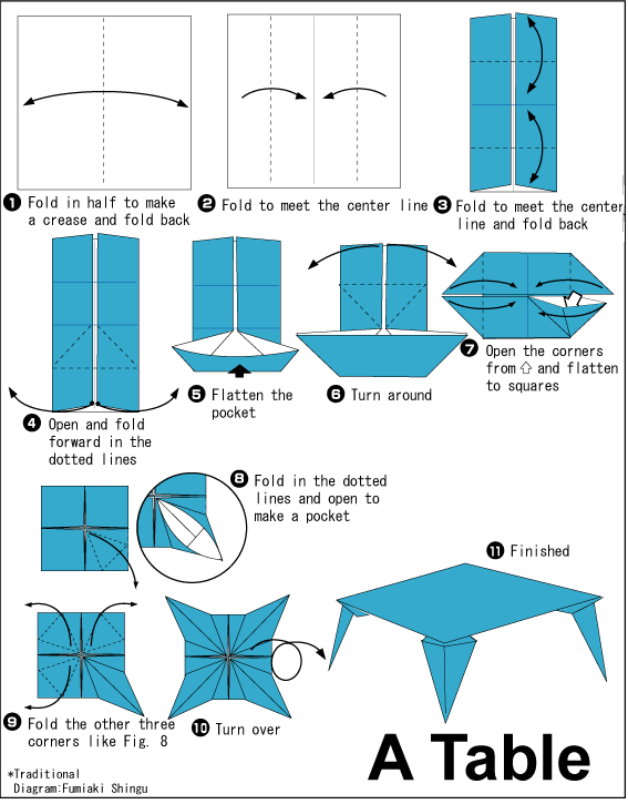 Origami Table Tutorial How To Make Origami Table Table Easy Origami Instructions For Kids