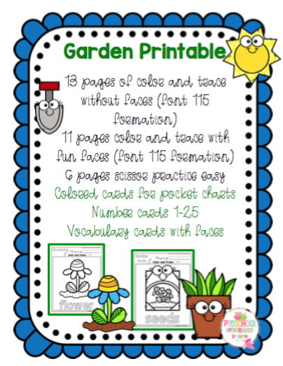 Garden Printable for Toddlers ~ Preschool Printables
