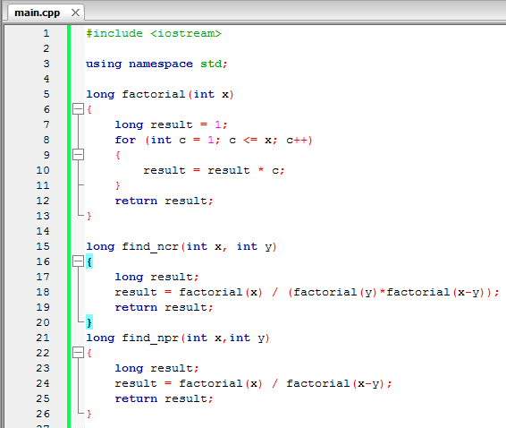 Program to Find nCr and nPr (Combinations and Permutations)
