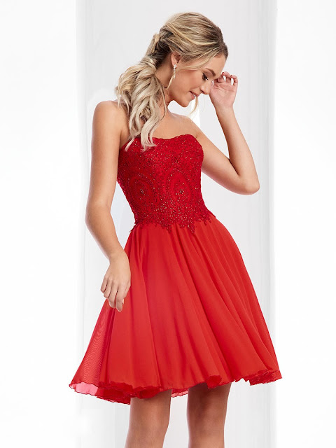 Red Ruffled Chiffon Short Prom Dress For Valentine's Day