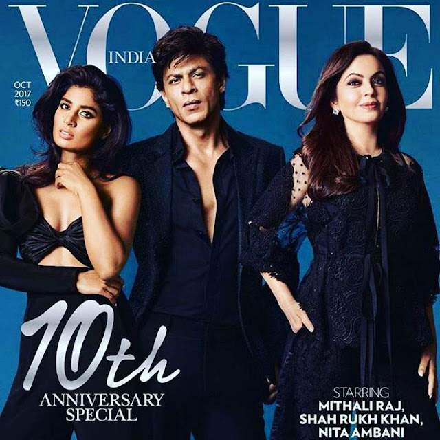 Mithali Raj Looks Stunning on Vogue October 2017 Cover With Shahrukh Khan and Neeta Ambani Mithali Raj Looks Stunning on Vogue October 2017 Cover With Shahrukh Khan and Neeta Ambani