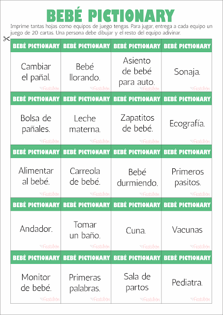 juegos para baby shower para imprimir baby pictionary en español bebé pictionary