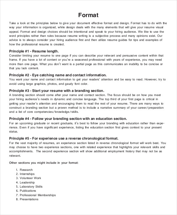 15 Best Resume Formats For UG AND - Professional Resume Format 