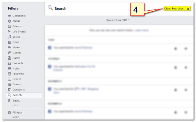 Delete History in Facebook With 5 Steps. Delete history, Delete facebook search history.