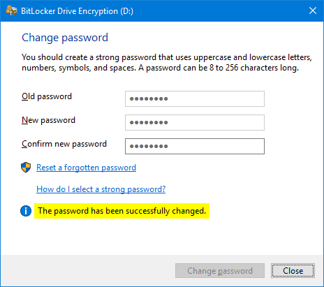 Cara mengganti Password BitLocker pada Windows 10 / 8 / 7