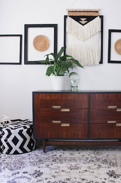 Funky two tone Mid Century Modern Dresser Makeover