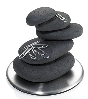stacked stones paperweight and paper clip holder
