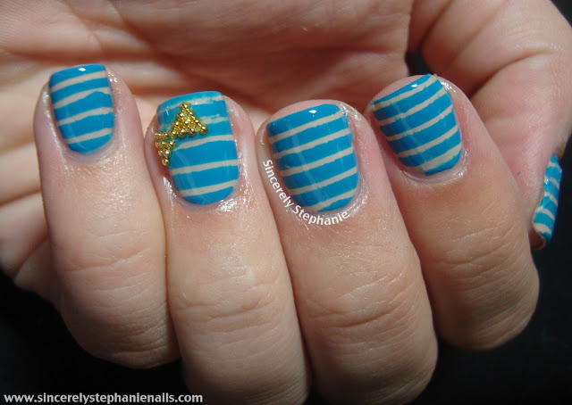 stripe and bow nail art