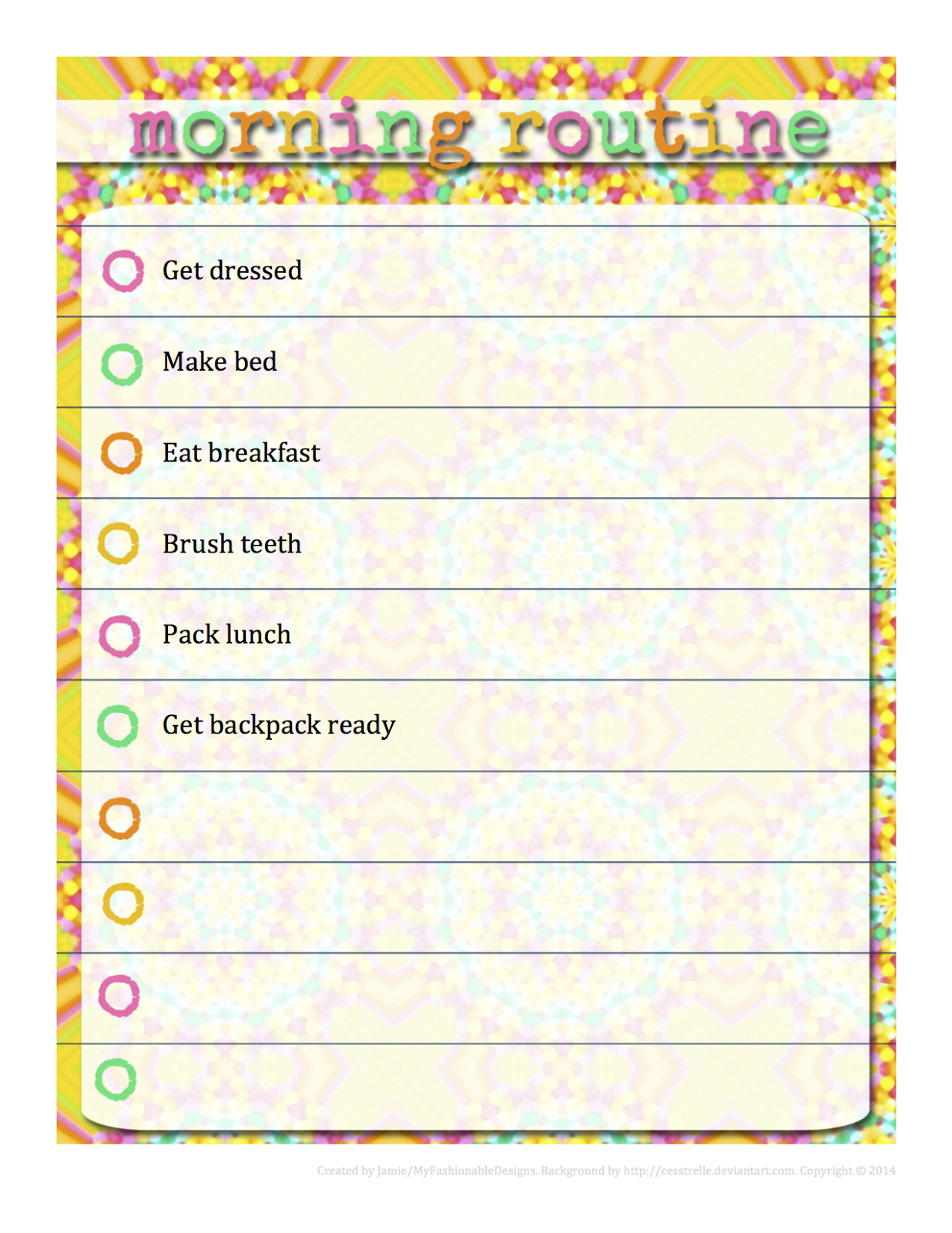 My Fashionable Designs Morning Routine Bedtime Routine FREE Download Editable In Word 