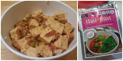 Thai Feast Coconut Red Curry broth mix Stir fried tofu made with Thai Feast Coconut Red Curry sauce