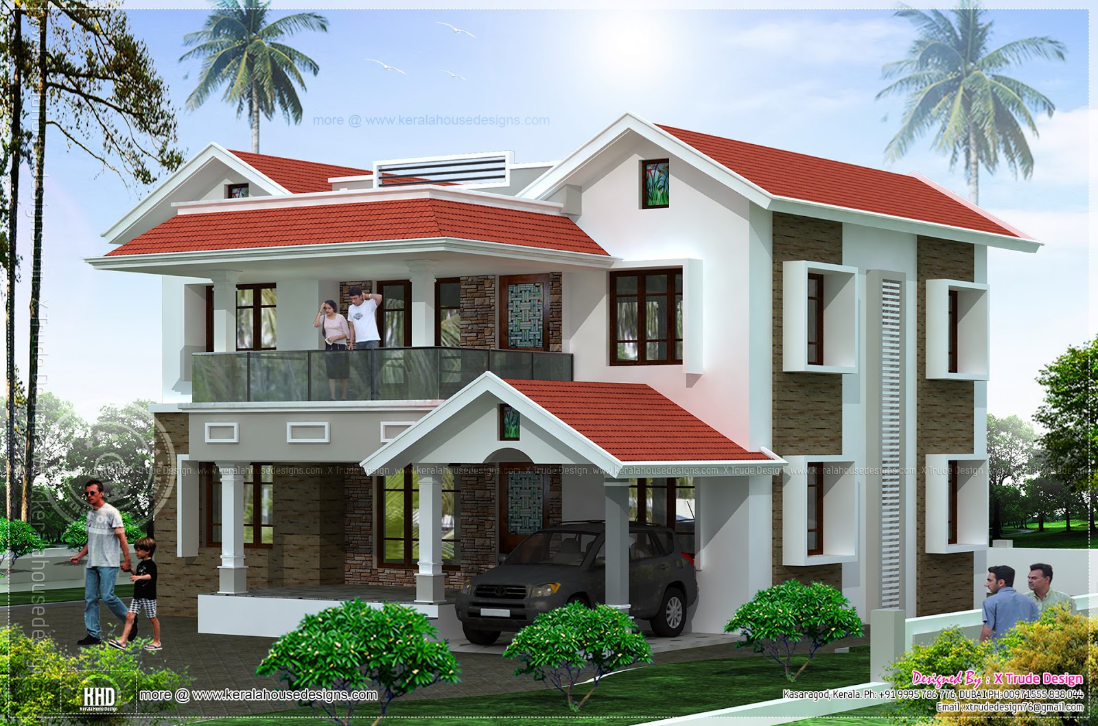 5 bedroom house elevation in 2344 sqfeet Kerala home