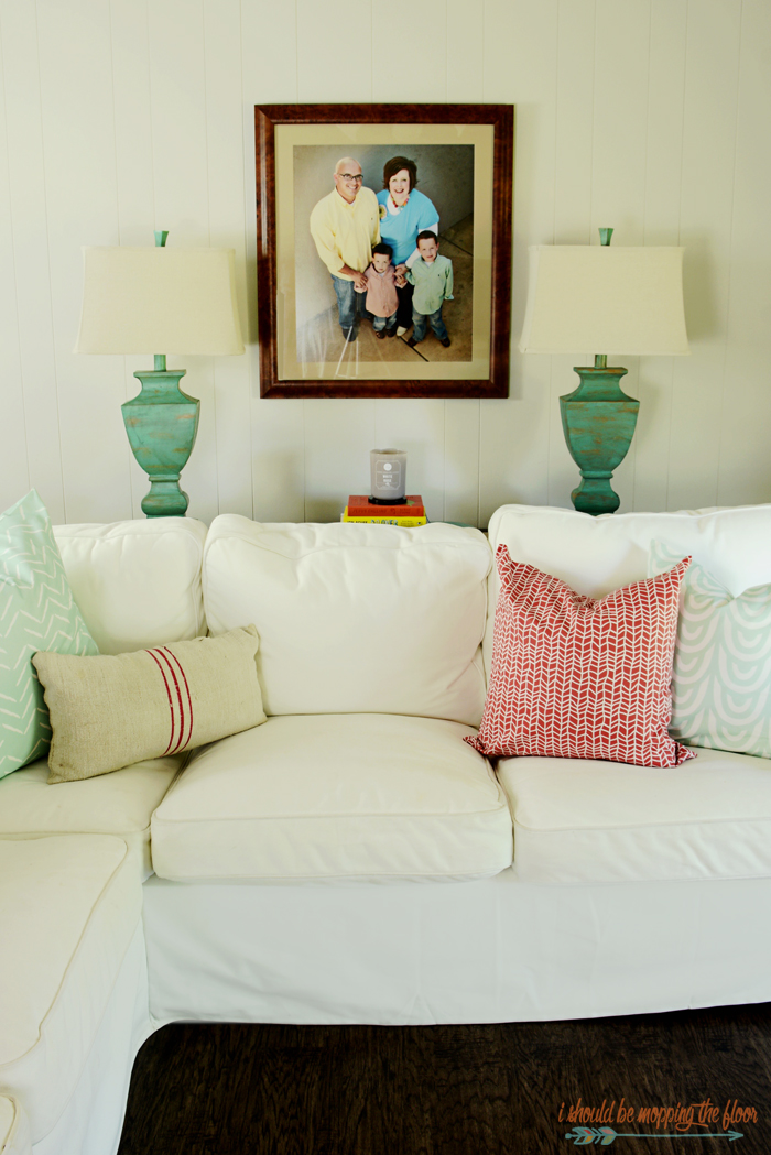 Check out this vintage eclectic family room full of color and quirky details.