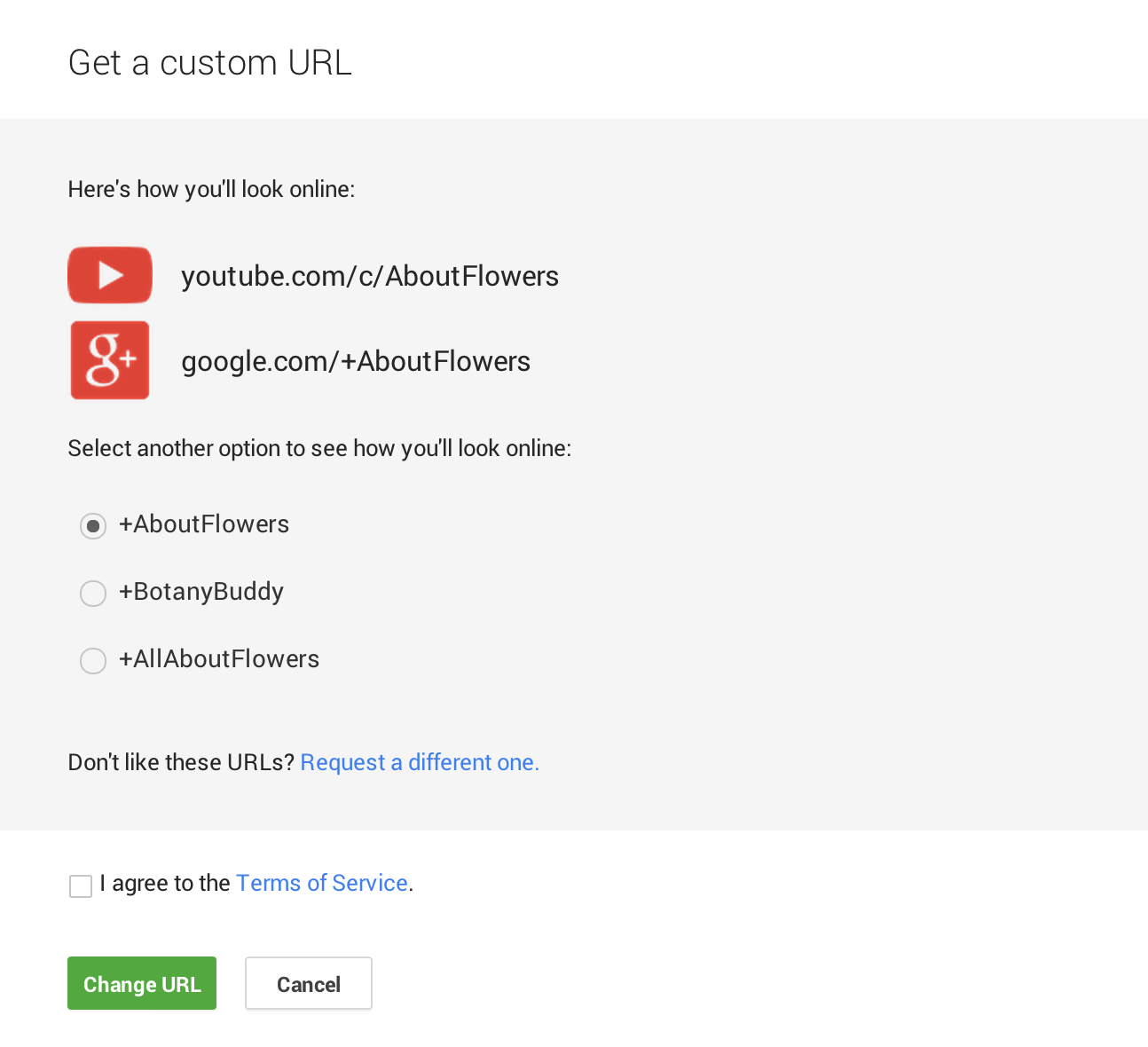 Custom URL form