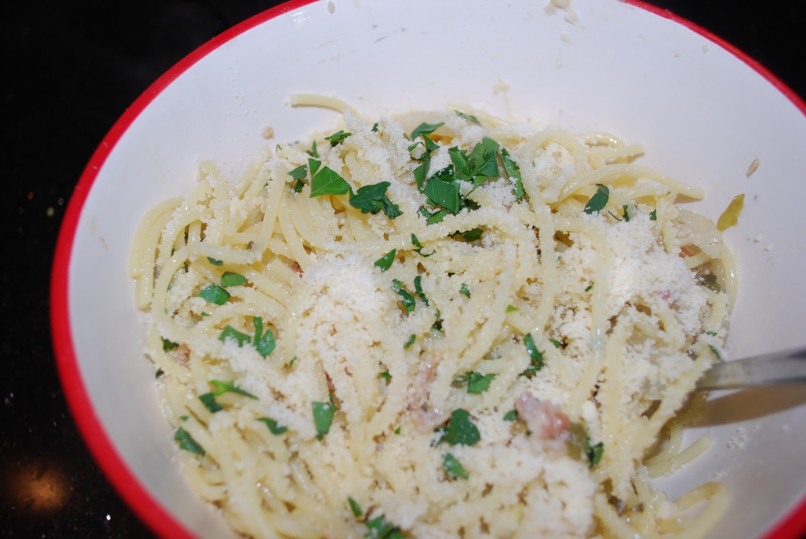 CookBooksy Spicy Spaghetti with Fennel, Pancetta & Romano Cheese