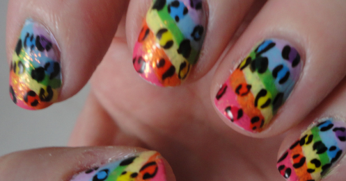 Rainbow Leopard Nails