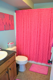Hot Pink Ruffle Shower Curtain