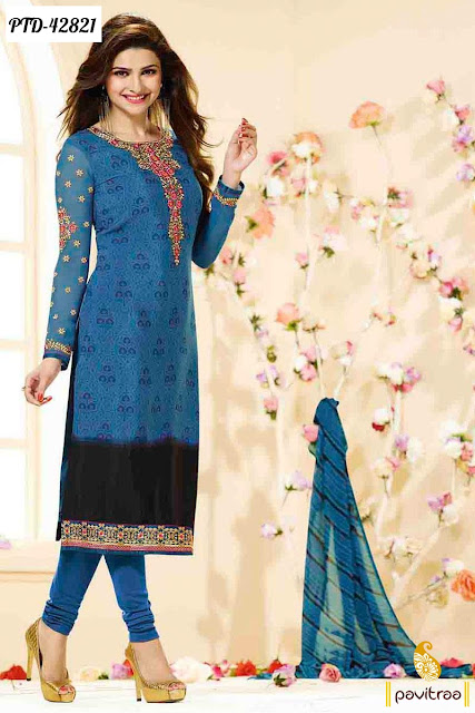 Prachi Desai Special blue chiffon embroidery salwar suit