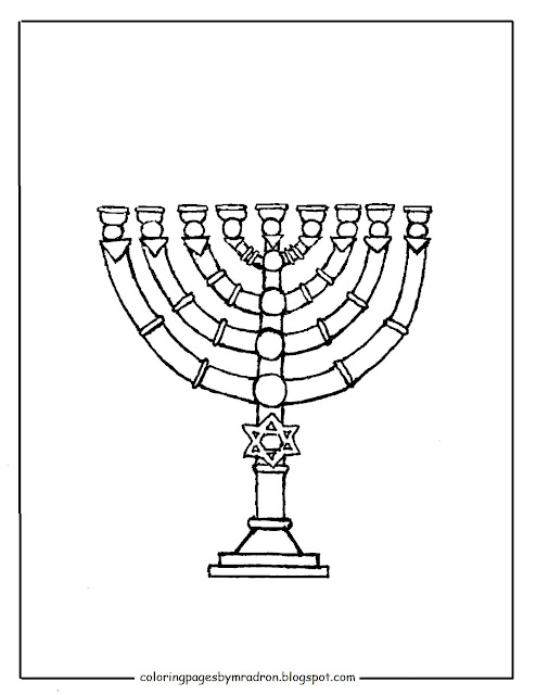 Coloring Pages for Kids by Mr. Adron: Free Printable Menorah Coloring Page