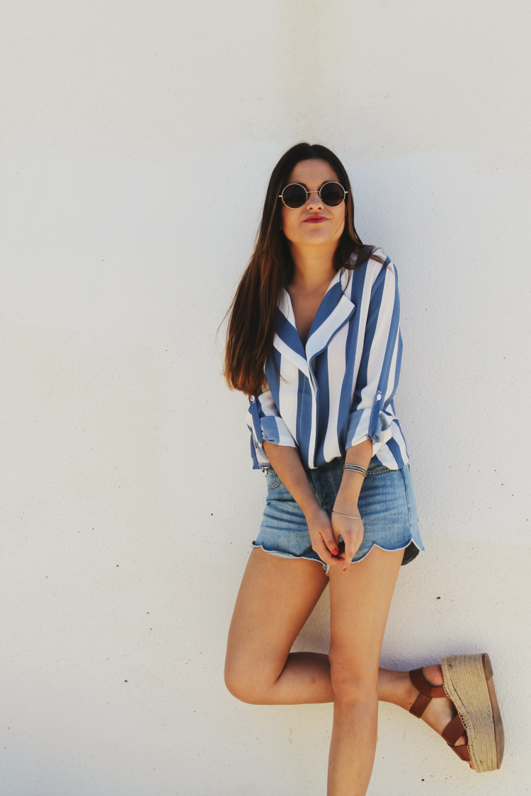 outfit verano camisa rayas blog moda leon