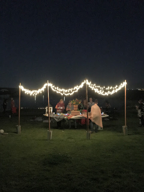 ping pong ball lights, summer soiree by the lake, dinner by the lake, Lake party