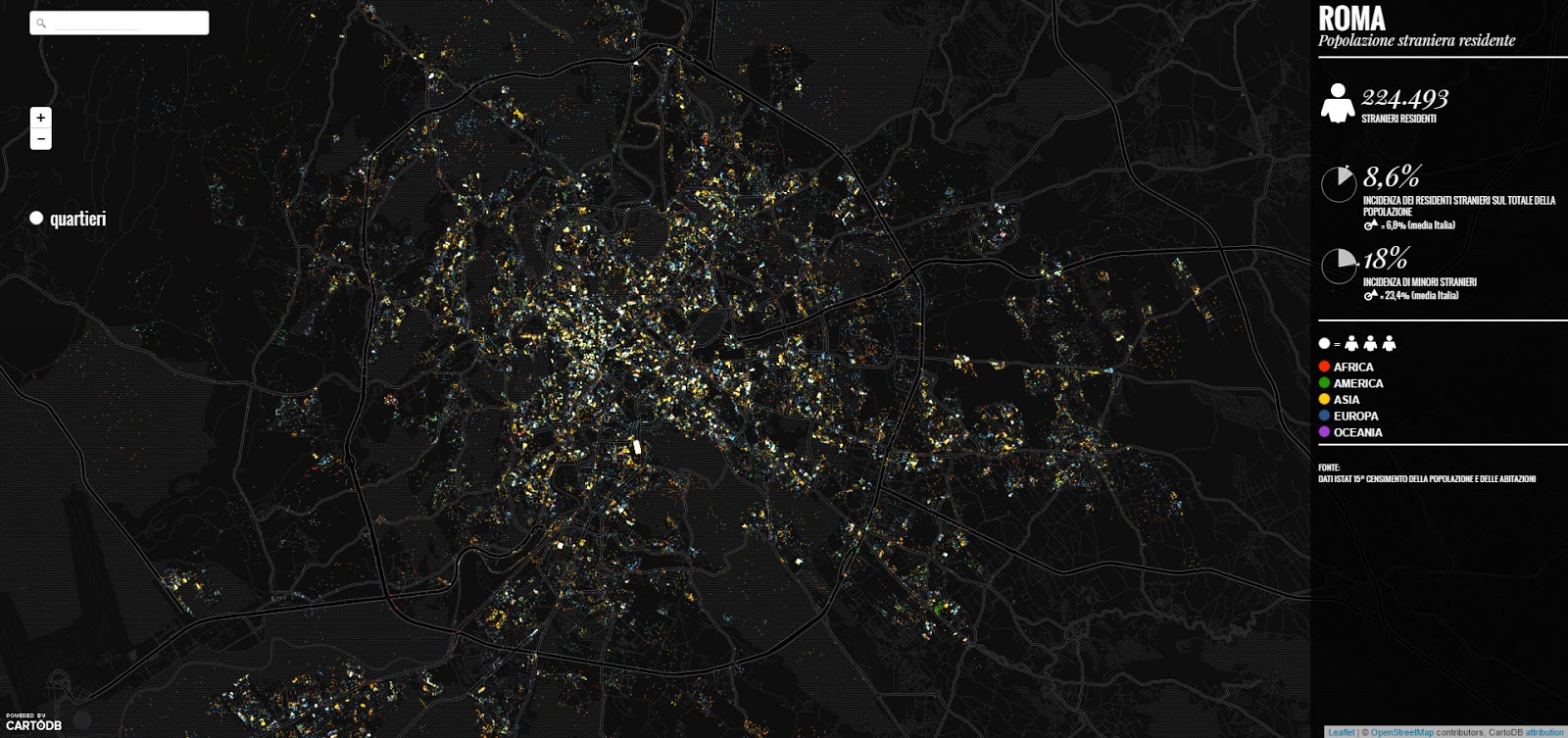 The foreign-born population in Rome.